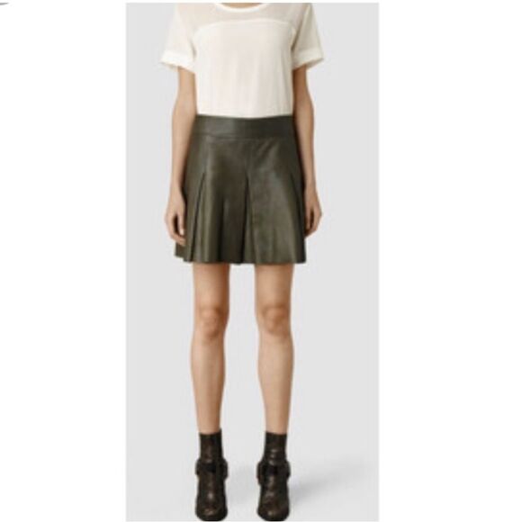 All Saints Dresses & Skirts - All Saints Dawson Leather Skirt Green Size 8